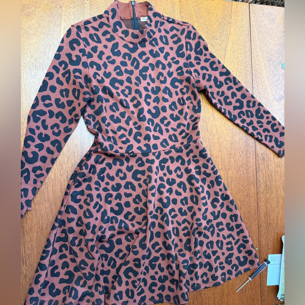 Marine Layer Terracotta and Black Leopard Dress